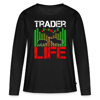 Trader Life Stock Forex Trader - T-shirt manches longues Premium bio Femme - noir - Devant - Julia (174cm)