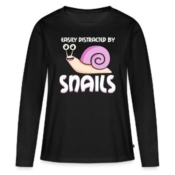 Escargots Disant Escargots Escargot - T-shirt manches longues Premium bio Femme - noir - Devant - Julia (174cm)