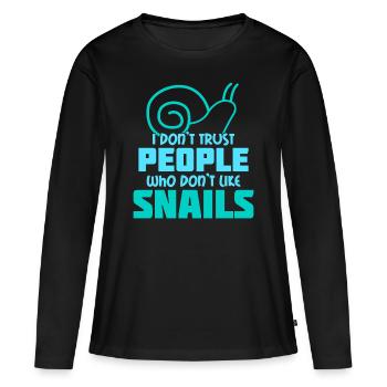 Escargots Escargots Escargot Dire Escargot - T-shirt manches longues Premium bio Femme - noir - Devant - Julia (174cm)