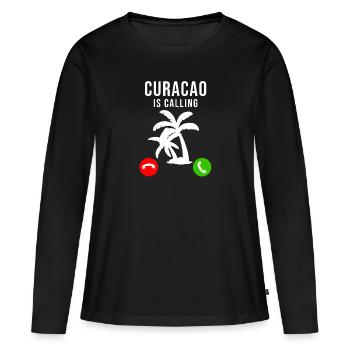 Curaçao - T-shirt manches longues Premium bio Femme - noir - Devant - Julia (174cm)
