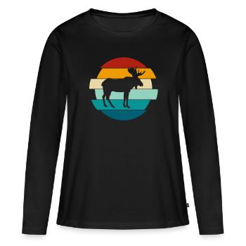 Retro Moose Vintage Moose Gift - Women's Premium Organic Long Sleeve Shirt - black - Front - Julia (174cm)