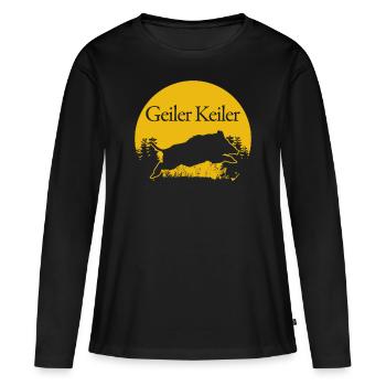 Keiler Wildsau Geiler Jäger Jägerin - Frauen Premium Bio Langarmshirt - Schwarz - Vorne - Julia (174cm)