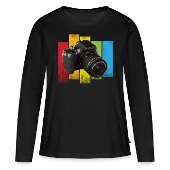 Sujet de caméra cool - T-shirt manches longues Premium bio Femme - noir - Devant - Julia (174cm)