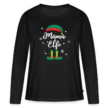 Weihnachten Mama Elfe Familie Geschenkidee - Frauen Premium Bio Langarmshirt - Schwarz - Vorne - Julia (174cm)
