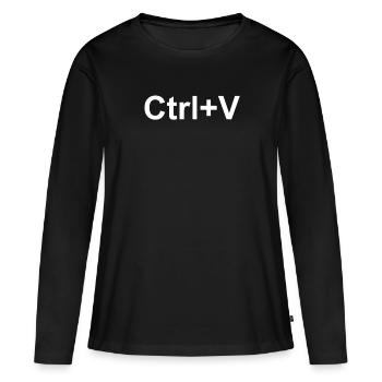Ctrl + V Copy and Paste - Frauen Premium Bio Langarmshirt - Schwarz - Vorne - Julia (174cm)