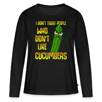 Concombre Jardinier Jardin Concombres - T-shirt manches longues Premium bio Femme - noir - Devant - Julia (174cm)