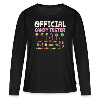 Testeur officiel de bonbons, bonbons - T-shirt manches longues Premium bio Femme - noir - Devant - Julia (174cm)
