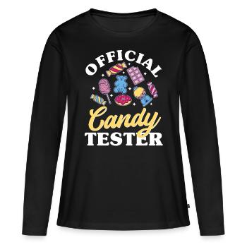Testeur officiel de bonbons, bonbons - T-shirt manches longues Premium bio Femme - noir - Devant - Julia (174cm)