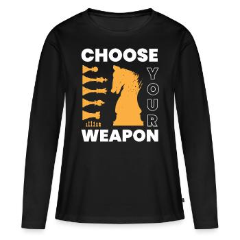Échecs, joueur d’échecs, amateur d’échecs - T-shirt manches longues Premium bio Femme - noir - Devant - Julia (174cm)