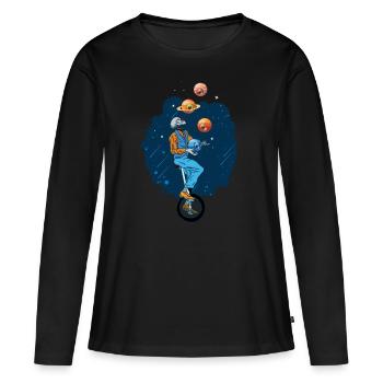 Weirdcore Esthétique Squelette Globe Oculaire Planètes - T-shirt manches longues Premium bio Femme - noir - Devant - Julia (174cm)