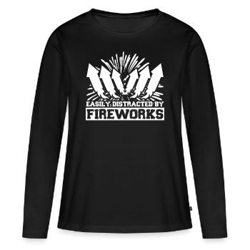 Pyro Feux d’artifice Feux d’artifice Pyrotechnie - T-shirt manches longues Premium bio Femme - noir - Devant - Julia (174cm)