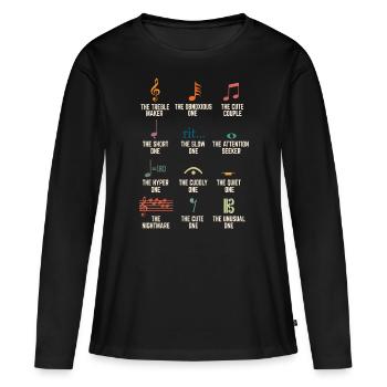 Musiknoten, Musiker - Frauen Premium Bio Langarmshirt - Schwarz - Vorne - Julia (174cm)