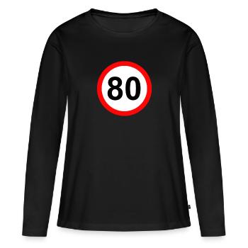 80th birthday - Women's Premium Organic Long Sleeve Shirt - black - Front - Julia (174cm)