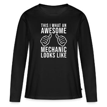 Mécanique Mécanique Dictons Industrie Voiture Dicton - T-shirt manches longues Premium bio Femme - noir - Devant - Julia (174cm)