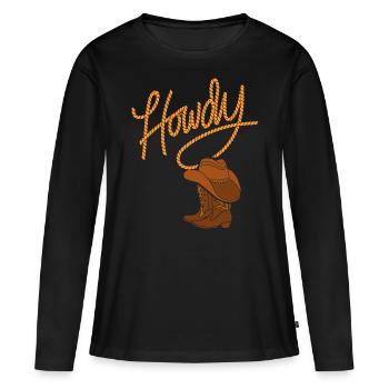 Bonjour Cowboy Western - T-shirt manches longues Premium bio Femme - noir - Devant - Julia (174cm)