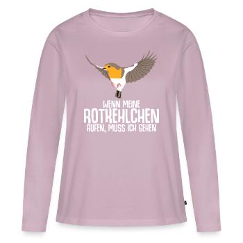 Rotkehlchen Vogel - Frauen Premium Bio Langarmshirt - Altrosa - Vorne - Julia (174cm)