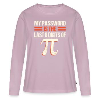 PI Math , Mathématiques, 3.145 - T-shirt manches longues Premium bio Femme - rose poudré - Devant - Julia (174cm)