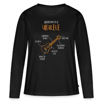 Anatomie d’un ukulélé - T-shirt manches longues Premium bio Femme - noir - Devant - Julia (174cm)