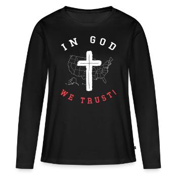 Nous avons confiance en Dieu, croyants chrétiens - T-shirt manches longues Premium bio Femme - noir - Devant - Julia (174cm)