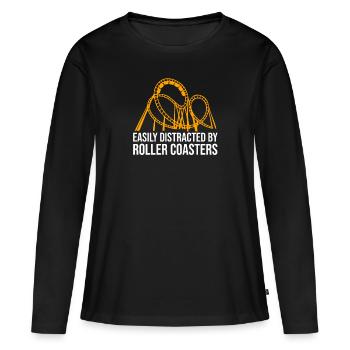 Amusement park saying for a roller coaster fan - Women's Premium Organic Long Sleeve Shirt - black - Front - Julia (174cm)
