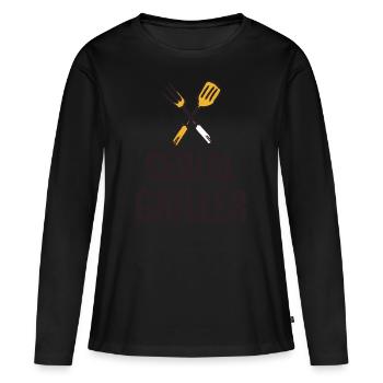 Seriengriller BBQ Grillprofi Grillbesteck - Frauen Premium Bio Langarmshirt - Schwarz - Vorne - Julia (174cm)