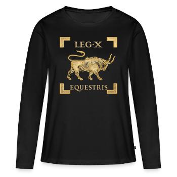 Legio X Equestris Jules César - T-shirt manches longues Premium bio Femme - noir - Devant - Julia (174cm)