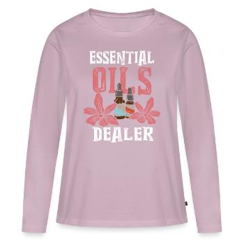 Ätherische Öle Fan Huiles Essentielles Revendeur - T-shirt manches longues Premium bio Femme - rose poudré - Devant - Julia (174cm)