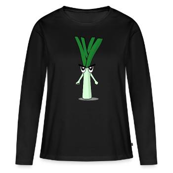 Regardé en poireaux Regardé en - T-shirt manches longues Premium bio Femme - noir - Devant - Julia (174cm)