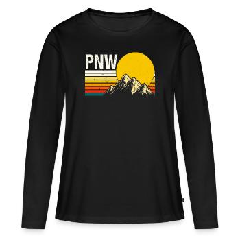 PNW Pacifique Nord-Ouest Bigfoot - T-shirt manches longues Premium bio Femme - noir - Devant - Julia (174cm)