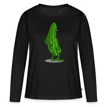 Regardé dans Concombre Regardé dans - T-shirt manches longues Premium bio Femme - noir - Devant - Julia (174cm)