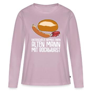 Bockwurst Wurst Alter Mann Bratwurst - Frauen Premium Bio Langarmshirt - Altrosa - Vorne - Julia (174cm)