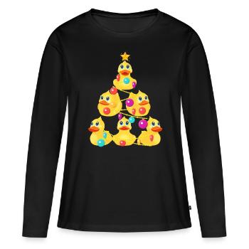 Gummi Ente Weihnachtsbaum - Frauen Premium Bio Langarmshirt - Schwarz - Vorne - Julia (174cm)