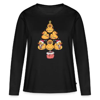 Gummi Ente Weihnachtsbaum - Frauen Premium Bio Langarmshirt - Schwarz - Vorne - Julia (174cm)