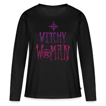 Femme sorcière, sorcellerie, Wicca - T-shirt manches longues Premium bio Femme - noir - Devant - Julia (174cm)