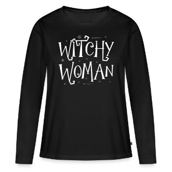 Femme sorcière, sorcellerie, Wicca - T-shirt manches longues Premium bio Femme - noir - Devant - Julia (174cm)