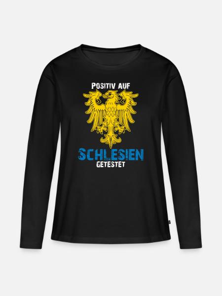 Schlesien Wappen Oberschlesien Schlesier - Frauen Premium Bio Langarmshirt - Schwarz