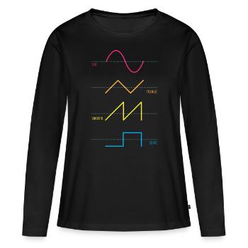 Synthétiseur Audiowaves Analogique Numérique - T-shirt manches longues Premium bio Femme - noir - Devant - Julia (174cm)