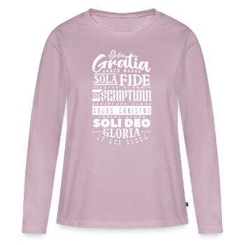 Sola Scriptura Protestant Christliches Zitat - Frauen Premium Bio Langarmshirt - Altrosa - Vorne - Julia (174cm)