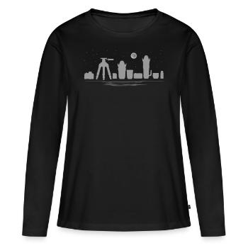 Skyline-Kameras-Linsen, Fotograf, Fotografie - Frauen Premium Bio Langarmshirt - Schwarz - Vorne - Julia (174cm)