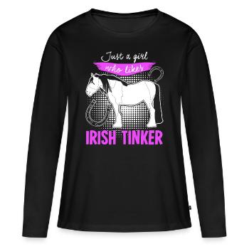 Irish Tinker Horse Rider Horses - Women's Premium Organic Long Sleeve Shirt - black - Front - Julia (174cm)