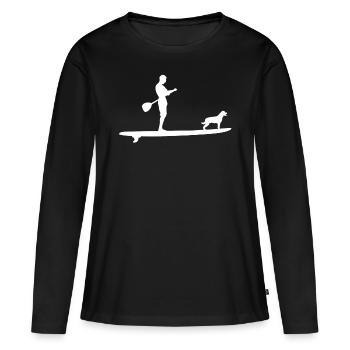 SUP STAND Up Paddle With Dog, Paddling - Women's Premium Organic Long Sleeve Shirt - black - Front - Julia (174cm)
