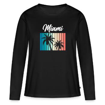 Miami - T-shirt manches longues Premium bio Femme - noir - Devant - Julia (174cm)