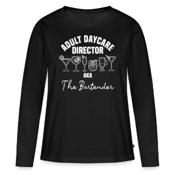 BARMAN BARMAN BARMAN, BARKEHR - T-shirt manches longues Premium bio Femme - noir - Devant - Julia (174cm)