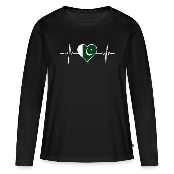Pakistan Heartbeat - T-shirt manches longues Premium bio Femme - noir - Devant - Julia (174cm)
