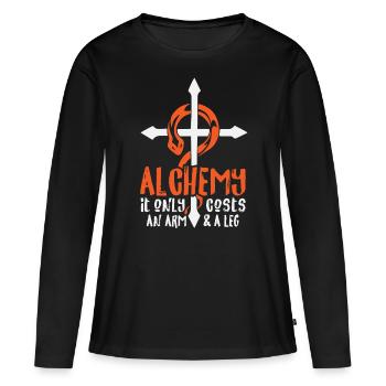 Alchemie Kostet Nur Ein Arm Und Ein Bein - Frauen Premium Bio Langarmshirt - Schwarz - Vorne - Julia (174cm)