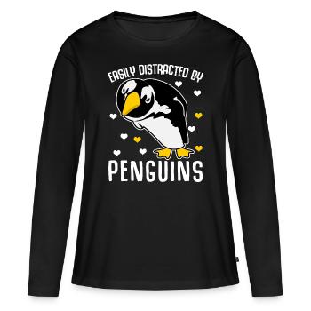 Pingouin Pingouin Pingouins - T-shirt manches longues Premium bio Femme - noir - Devant - Julia (174cm)