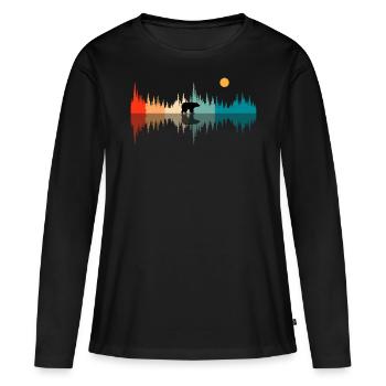Ondes sonores nature, audiophiles - T-shirt manches longues Premium bio Femme - noir - Devant - Julia (174cm)