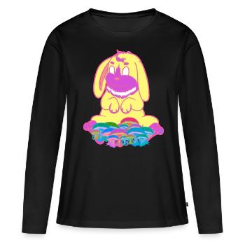 Lapin Ecstasy Drogues Champignons Amoureux de la Nature Rétro - T-shirt manches longues Premium bio Femme - noir - Devant - Julia (174cm)