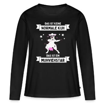 Kuh Kühe Muhviehstar Rind Vieh Bauer Landwirt - Frauen Premium Bio Langarmshirt - Schwarz - Vorne - Julia (174cm)
