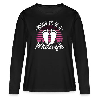 Midwife Proud to be a midwife - Women's Premium Organic Long Sleeve Shirt - black - Front - Julia (174cm)
